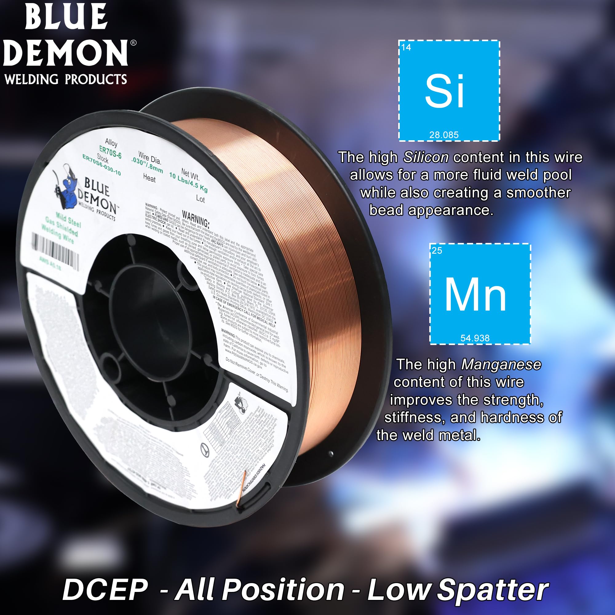 Blue Demon ER70S6 X .030 X 10 LB MIG/GMAW Carbon Steel Welding Wire, All Position, Low Spatter, Formulated to Provide Porosity-Free, X-Ray Quality Welds - Image 5