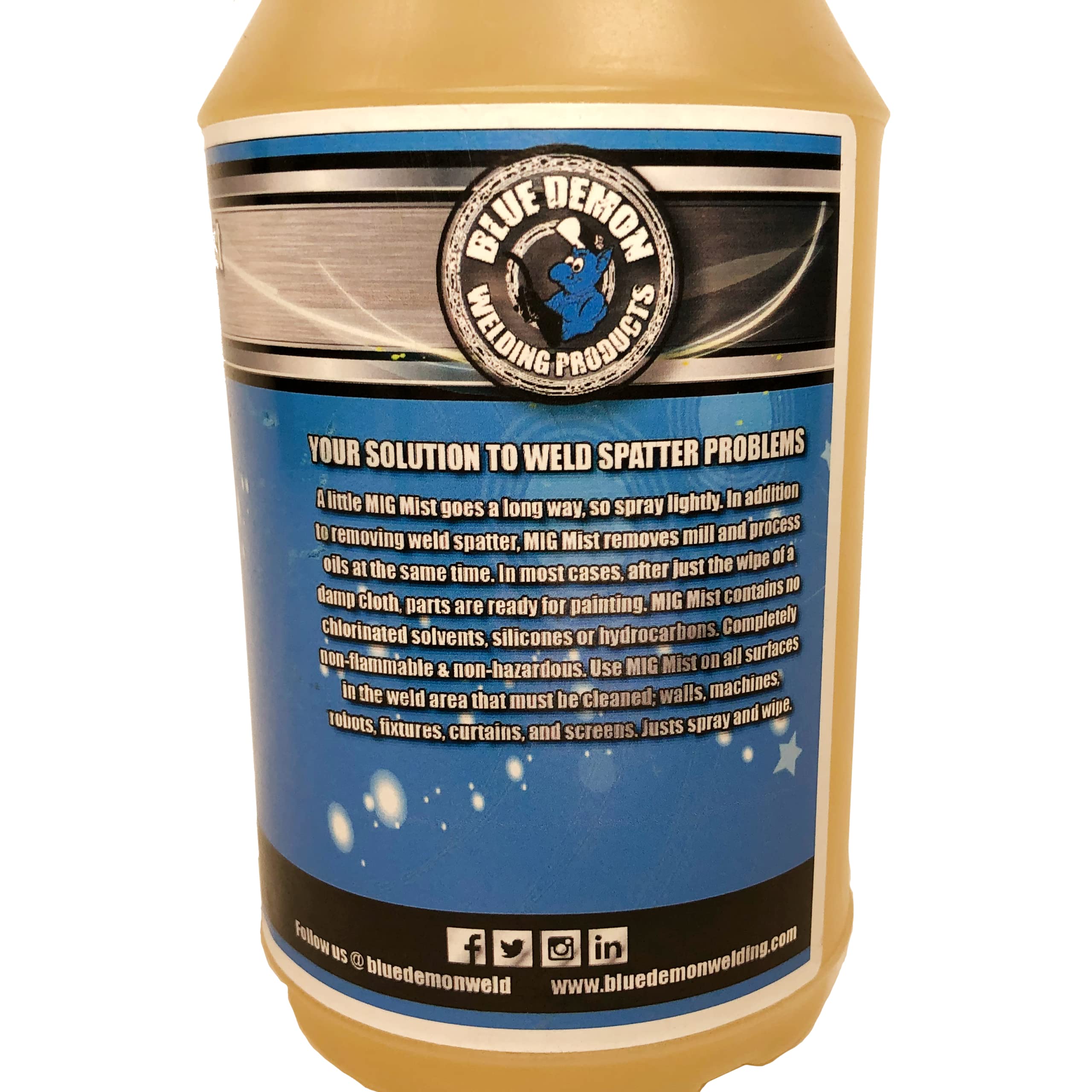 Blue Demon MIG MIST Premium Anti-Spatter, Methylene Chloride Free, Non-Flammable and Non-Hazardous, Removes Spatter, Mill Oil, and Process Oil, 24 oz Spray Bottle - Image 3